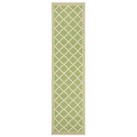 Rug Indoor/Outdoor 2' x 8' Olive/Cream Rectangular Polypropylene LND121X