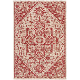 Rug Indoor/Outdoor 4' x 6' Red/Cream Rectangular Polypropylene LND138Q