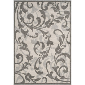 Rug Indoor/Outdoor 5' x 8' Ivory/Gray Rectangular Polypropylene/Fibrillated Polypropylene/Latex/Poly-Cotton AMT428K