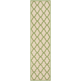 Linden 2' x 8' Indoor/Outdoor Woven Area Rug - Cream/Olive