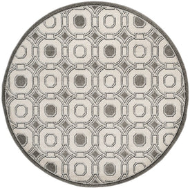 Amherst 7' x 7' Round Indoor/Outdoor Woven Area Rug - Ivory/Gray