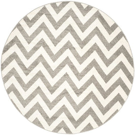 Rug Indoor/Outdoor 9' x 9' Dark Gray/Beige Round Polypropylene/Fibrillated Polypropylene/Latex/Poly-Cotton AMT419R