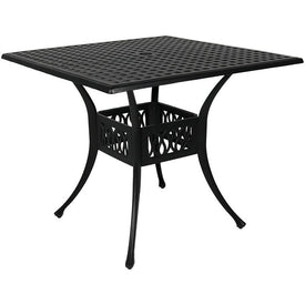 35" Cast Aluminum Square Outdoor Dining Table - Black