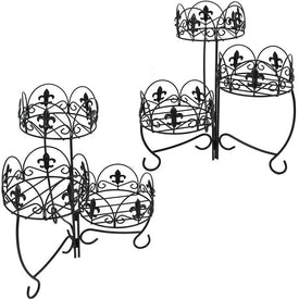 French Lily Design 22" Three-Tiered Plant Stands Set of 2