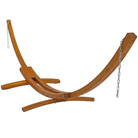 13' Solid Wood Curved Hammock Stand with Hooks and Chains