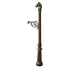 Lewiston Equine Post Only with Support Bracket, Decorative Fluted Base and Horsehead Finial