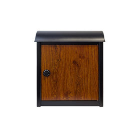 Leece Wall-Mounted Mailbox with Wood Finish Door and Combo Lock - Black