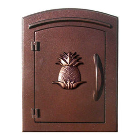 Manchester Non-Locking Column Mount Mailbox with Pineapple Logo - Antique Copper