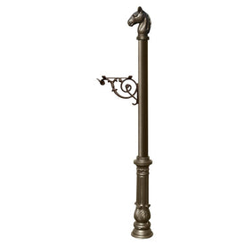 Lewiston Equine Post Only with Support Bracket, Decorative Ornate Base and Horsehead Finial