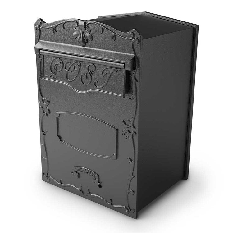 Allux 500 Galvanized Steel Wall Mounted Locking Mail & Parcel Box Black