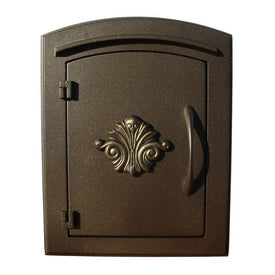 Manchester Non-Locking Column Mount Mailbox with Scroll Logo - Bronze