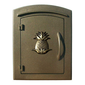 Manchester Non-Locking Column Mount Mailbox with Pineapple Logo - Bronze