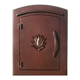 Manchester Non-Locking Column Mount Mailbox with Agave Logo - Antique Copper