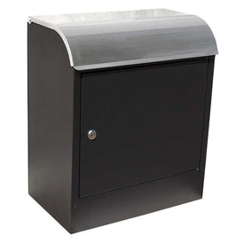 Selma Locking Mail and Parcel Box - Black with Stainless Steel