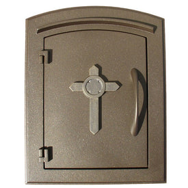 Manchester Non-Locking Column Mount Mailbox with Cross Logo - Bronze