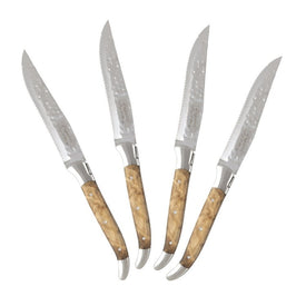 Laguiole Connoisseur Olivewood Handle BBQ Steak Knives Set of 4