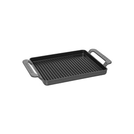 Chasseur French 10" Rectangular Enameled Cast Iron Grill - Caviar Gray