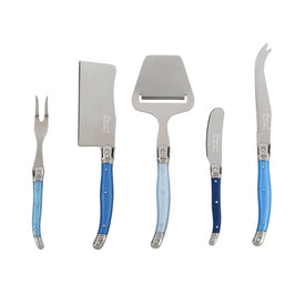 Laguiole Five-Piece Cheese Knife Fork and Slicer Set - Blue