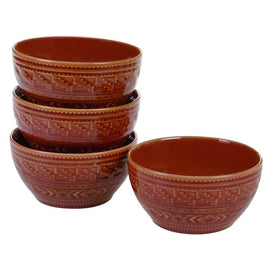 Aztec Rust Ice Cream Bowls Set of 4