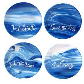 Fluidity Salad Plates with Sayings Set of 4 Assorted
