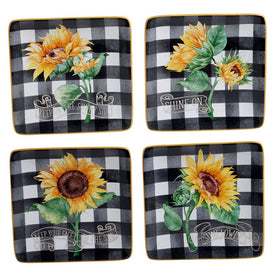 Sunflower Fields Canape Plates Set of 4 Assorted