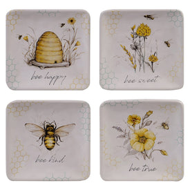 Bee Sweet Canape Plates Set of 4 Assorted