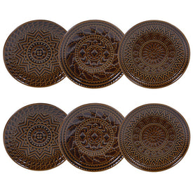Aztec Brown Canape Plates Set of 6