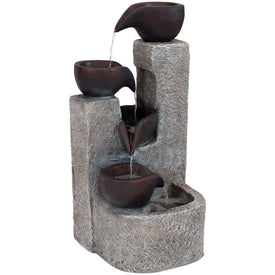 Aged-Tiered Vessels 29" Solar-Powered Fountain with Battery Backup