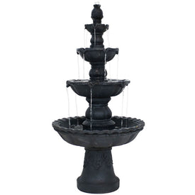 Pineapple Four-Tier 52" Electric Water Fountain - Black