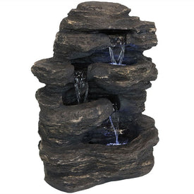 Rock Falls 24" Electric Outdoor Waterfall Fountain with LED Lights