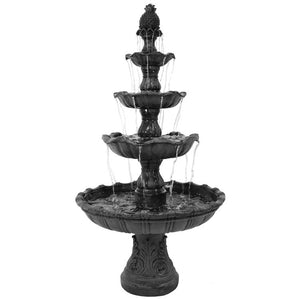 Grand Courtyard 80" Four-Tier Water Fountain - Black