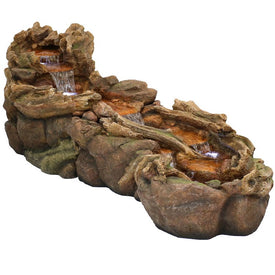 Flowing Driftwood Falls Outdoor Water Fountain with LED Lights