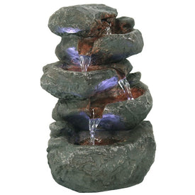 Stacked Rocks Indoor Tabletop Water Fountain with LED Lights