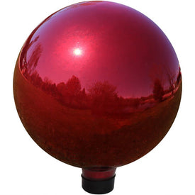 10" Gazing Ball Globe with Mirrored Finish - Red