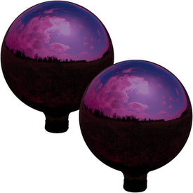 10" Mirrored Surface Gazing Ball Globes Set o 2 - Merlot