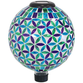 10" Cool Blooms Glass Mosaic Gazing Globe with Solar-Powered Light