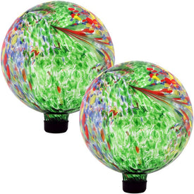 10" Artistic Glass Gazing Ball Globes Set of 2 - Green