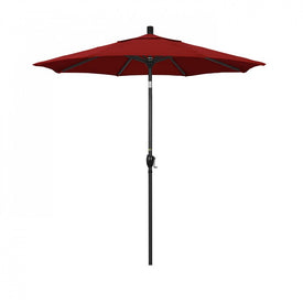 Pacific Trail Series 7.5' Patio Umbrella with Stone Black Aluminum Pole and Ribs Push Button Tilt Crank Lift and Sunbrella 2A Jockey Red Fabric