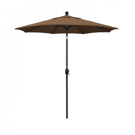 Pacific Trail Series 7.5' Patio Umbrella with Bronze Aluminum Pole and Ribs Push Button Tilt Crank Lift and Sunbrella 1A Teak Fabric