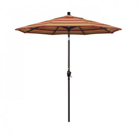 Pacific Trail Series 7.5' Patio Umbrella with Bronze Aluminum Pole and Ribs Push Button Tilt Crank Lift and Sunbrella 2A Astoria Sunset Fabric