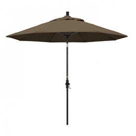 Sun Master Series 9' Patio Umbrella with Matted Black Aluminum Pole Fiberglass Ribs Collar Tilt Crank Lift and Sunbrella 1A Cocoa Fabric