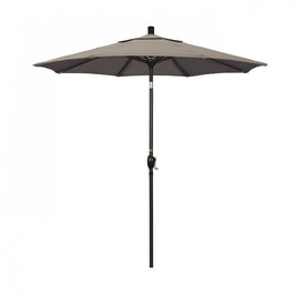 Pacific Trail Series 7.5' Patio Umbrella with Bronze Aluminum Pole and Ribs Push Button Tilt Crank Lift and Sunbrella 1A Taupe Fabric