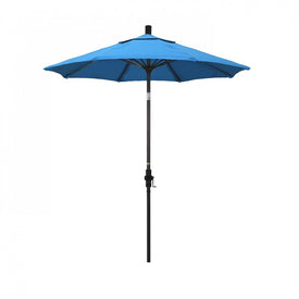 Sun Master Series 7.5' Patio Umbrella with Bronze Aluminum Pole Fiberglass Ribs Collar Tilt Crank Lift and Sunbrella 2A Canvas Cyan Fabric