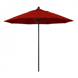 Venture Series 9' Patio Umbrella with Stone Black Aluminum Pole Fiberglass Ribs Push Lift and Sunbrella 2A Jockey Red Fabric