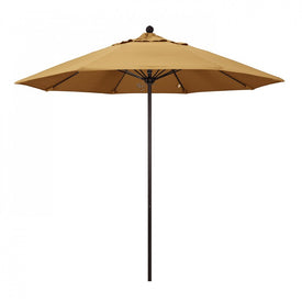 Venture Series 9' Patio Umbrella with Bronze Aluminum Pole Fiberglass Ribs Push Lift and Sunbrella 1A Wheat Fabric