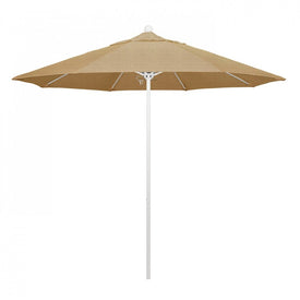 Venture Series 9' Patio Umbrella with Matted White Aluminum Pole Fiberglass Ribs Push Lift and Sunbrella 2A Linen Sesame Fabric