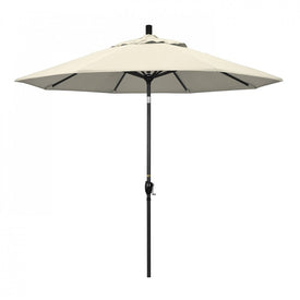 Pacific Trail Series 9' Patio Umbrella with Stone Black Aluminum Pole and Ribs Push Button Tilt Crank Lift and Olefin Beige Fabric