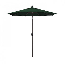 Pacific Trail Series 7.5' Patio Umbrella with Bronze Aluminum Pole and Ribs Push Button Tilt Crank Lift and Sunbrella 1A Forest Green Fabric