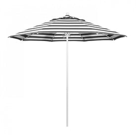 Venture Series 9' Patio Umbrella with Matted White Aluminum Pole Fiberglass Ribs Push Lift and Sunbrella 2A Cabana Classic Fabric