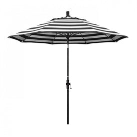 Sun Master Series 9' Patio Umbrella with Matted Black Aluminum Pole Fiberglass Ribs Collar Tilt Crank Lift and Sunbrella 2A Cabana Classic Fabric
